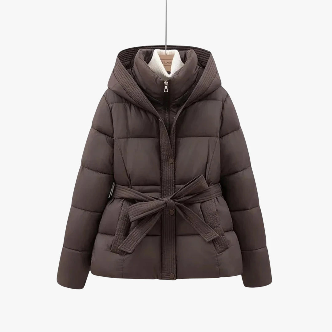 Miles & Luna Winter Parka Belted Coat with Warm Insulation and Chic Style for Women