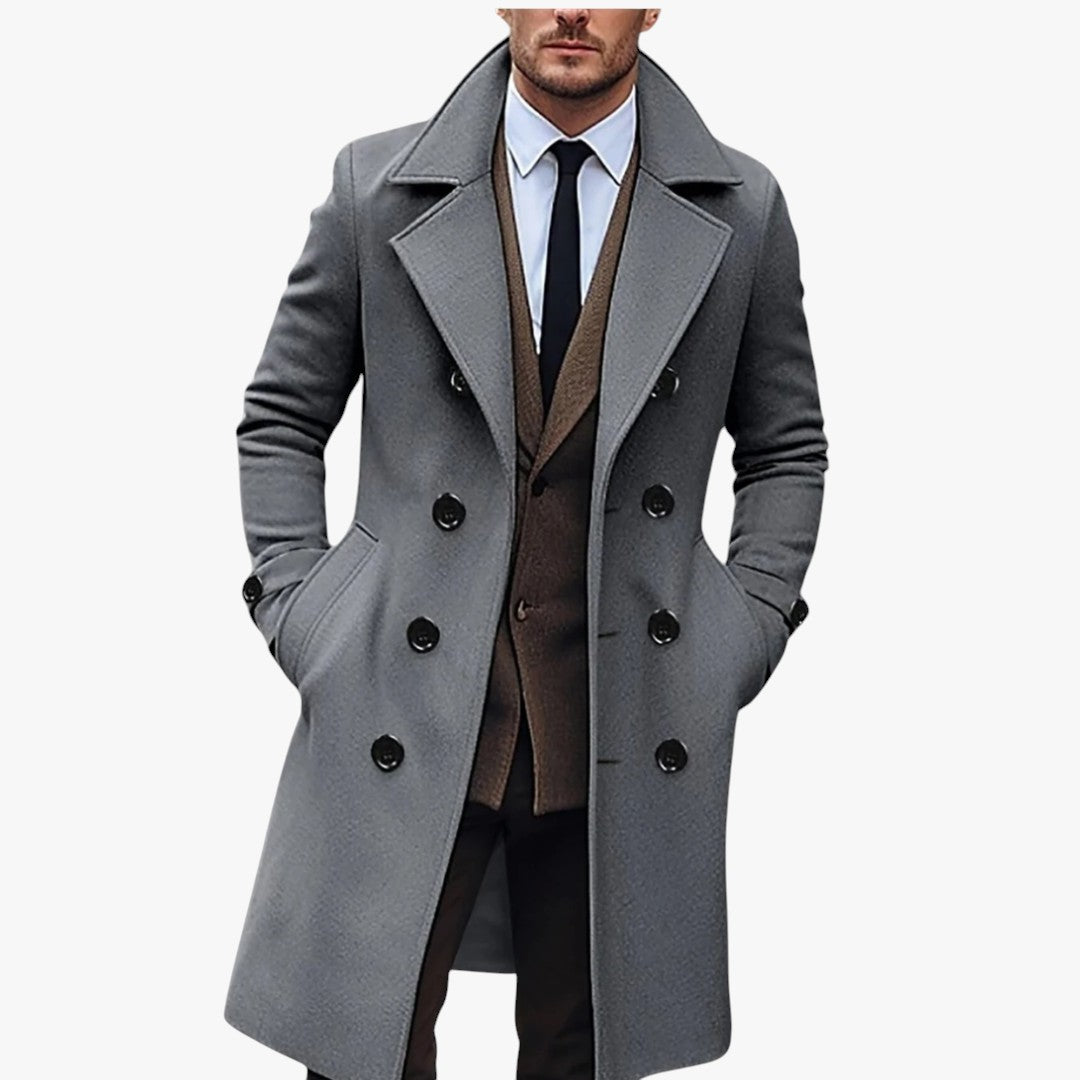 Miles & Luna Wool Blend Double Breasted Overcoat for Men