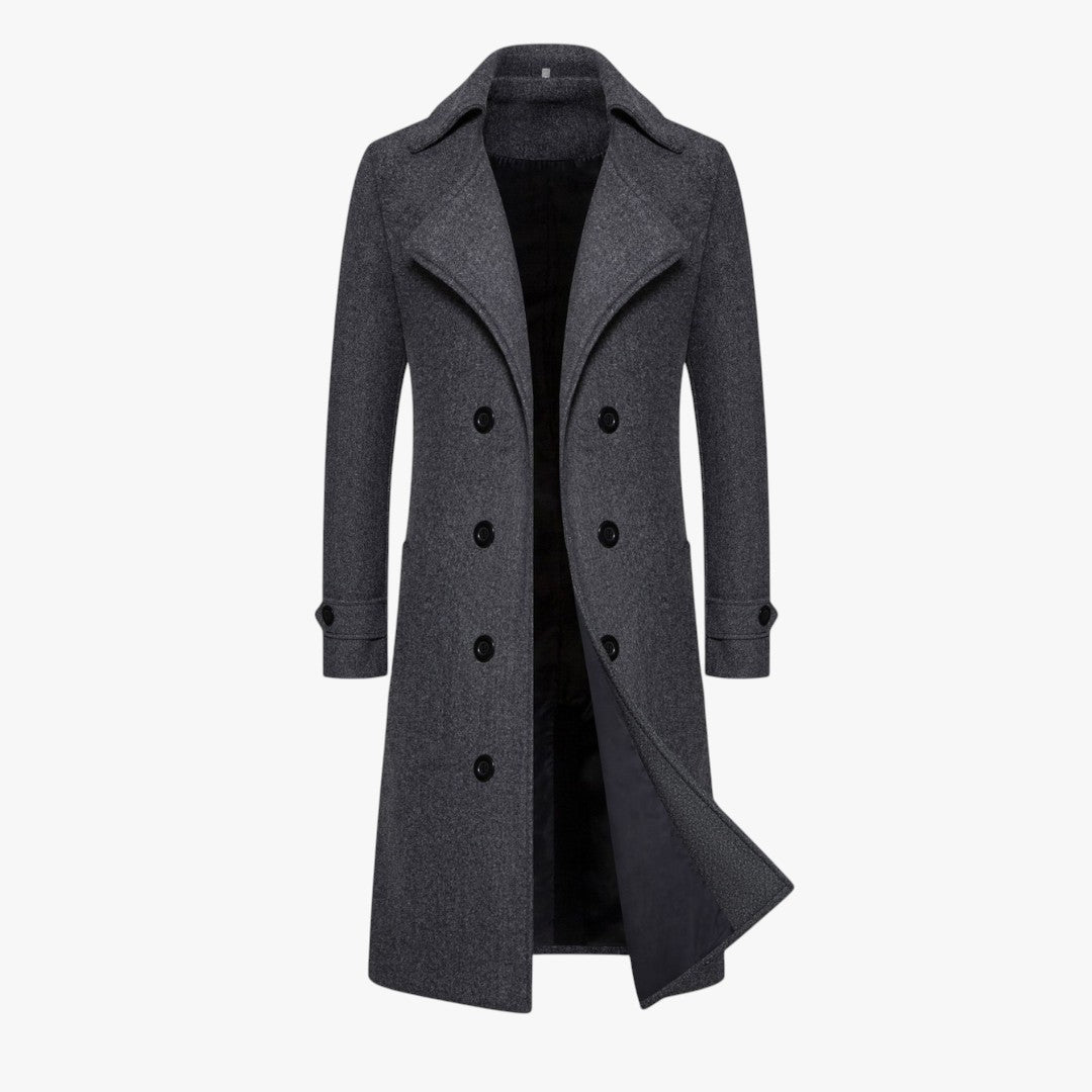 Miles & Luna Wool Blend Double Breasted Overcoat for Men