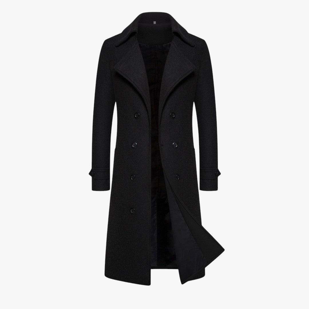 Miles & Luna Wool Blend Double Breasted Overcoat for Men