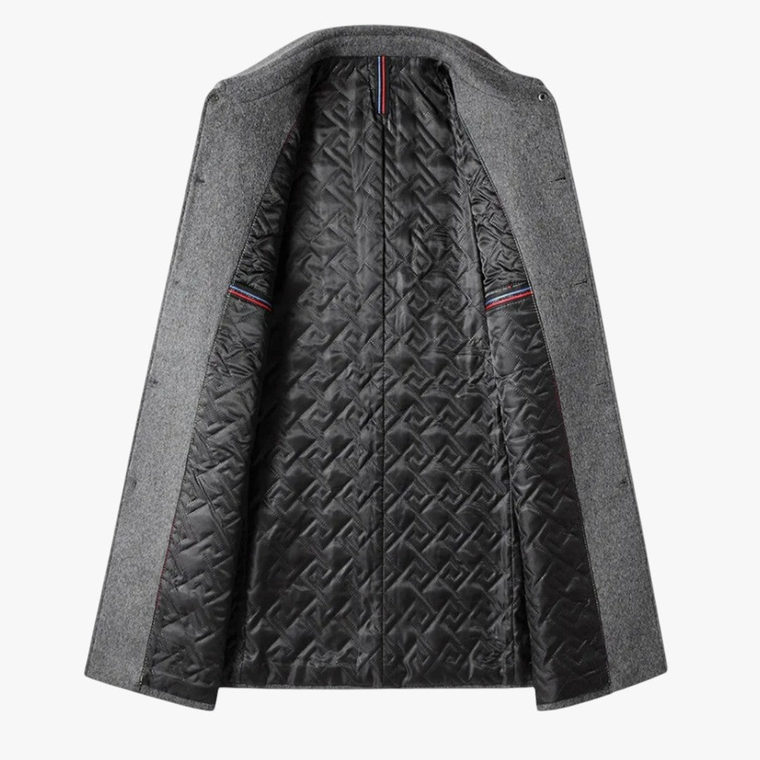 Miles & Luna Wool Long Coat Solid Color Turn-Down Collar Business Casual