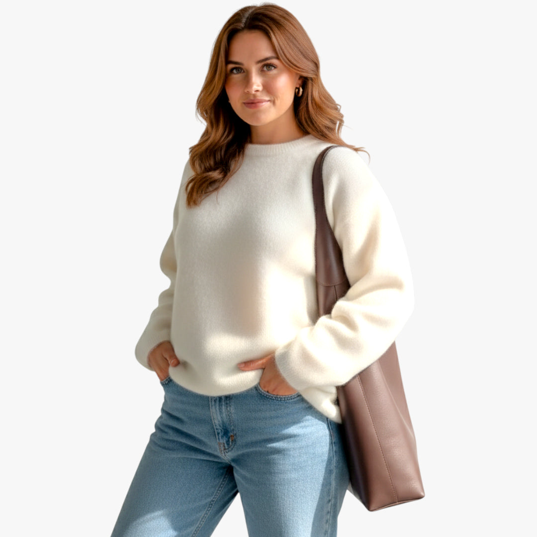 Miles & Luna Wool Sweater Round Neck Knit for Women