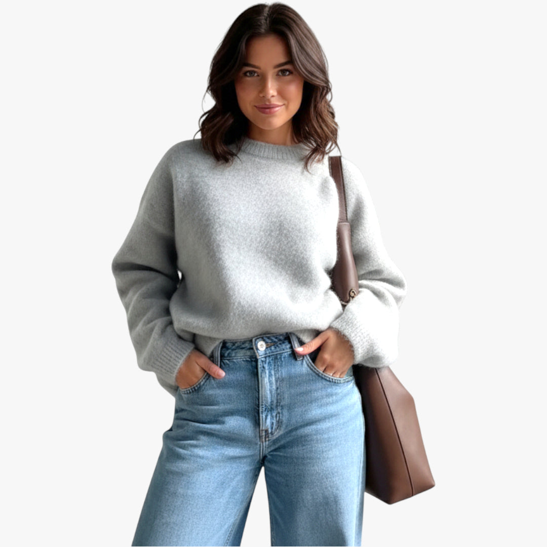 Miles & Luna Wool Sweater Round Neck Knit for Women