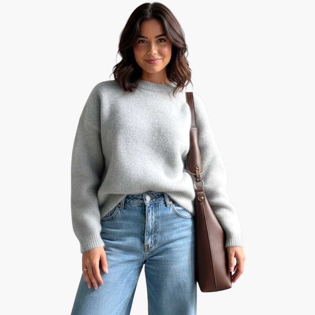 Miles & Luna Wool Sweater Round Neck Knit for Women