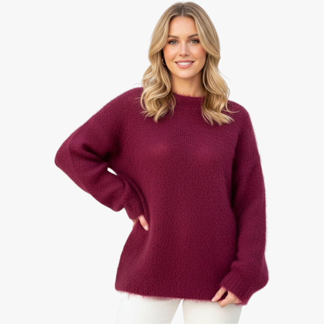 Miles & Luna Wool Sweater Round Neck Knit for Women