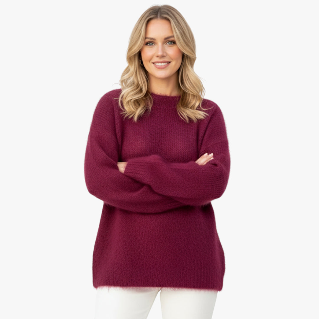 Miles & Luna Wool Sweater Round Neck Knit for Women