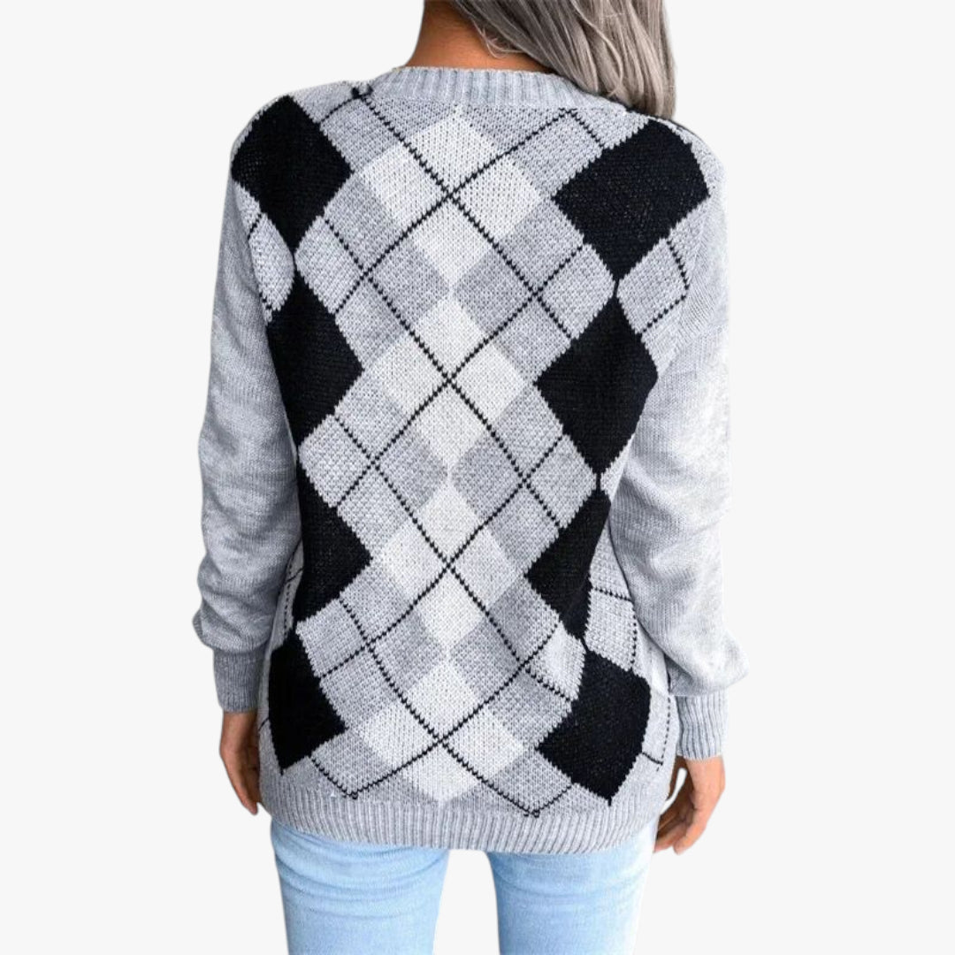 Miles & Luna Wool Sweater V-neck Rib Knit for Women