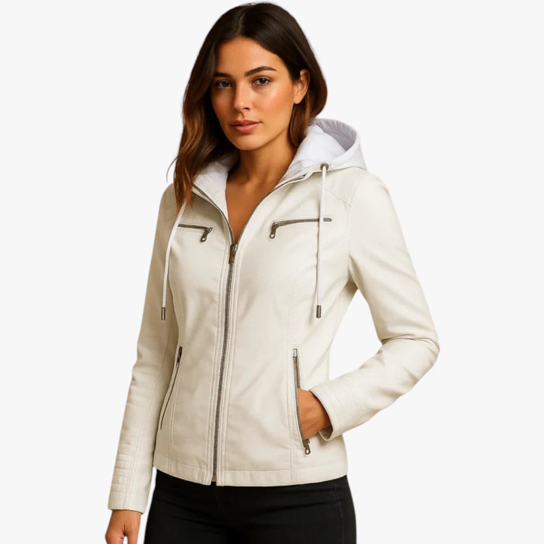 Miles & Luna leather jacket – with hood, fitted fit and zipper