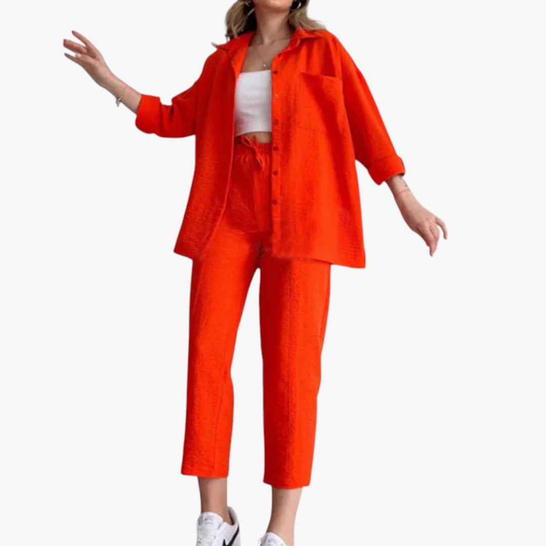 Amina | Set Oversized Button-Up Shirt and Wide-Leg Trousers Set for Women