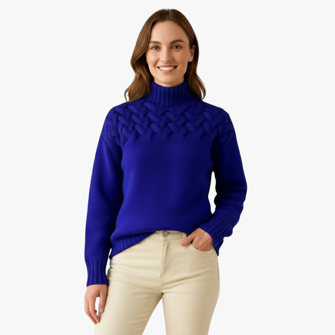 Cora | Sweater Long Wool Knitted Design with Turtleneck for Women
