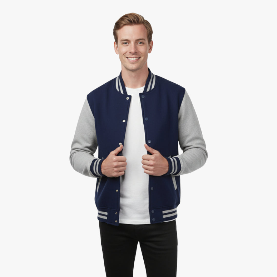 Elias | Baseball Jacket Classic Sporty Design with Ribbed Trim and Button Front for Men