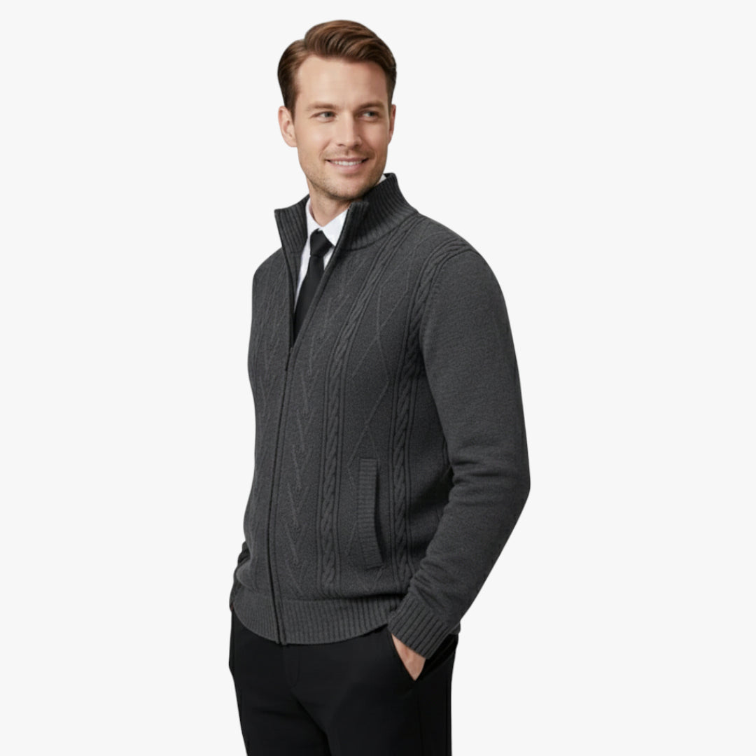 Gabriel | Vest Full Zip Knit Design with Textured Pattern and Structured Fit for Men