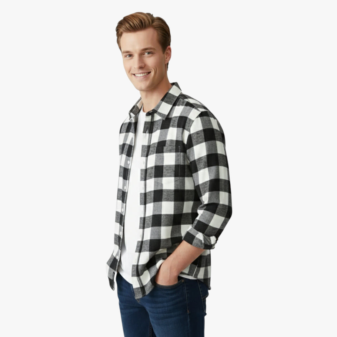 Isaac | Shirt Plaid Button-Up Design with Soft Woven Fabric Breathable Style and Timeless Casual Look for Men
