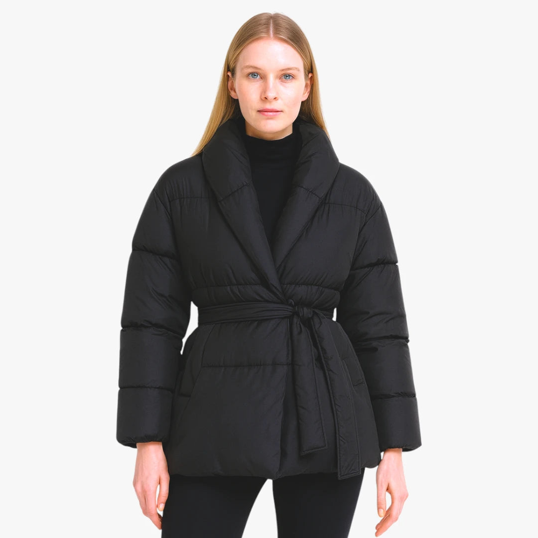 Miles & Luna Belted Puffer Jacket with Warm Quilted Design for Women