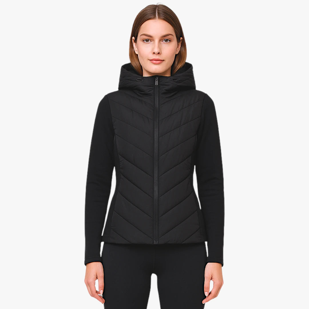 Miles & Luna Cotton Blend Hooded Puffer Jacket with Long Sleeves for Women
