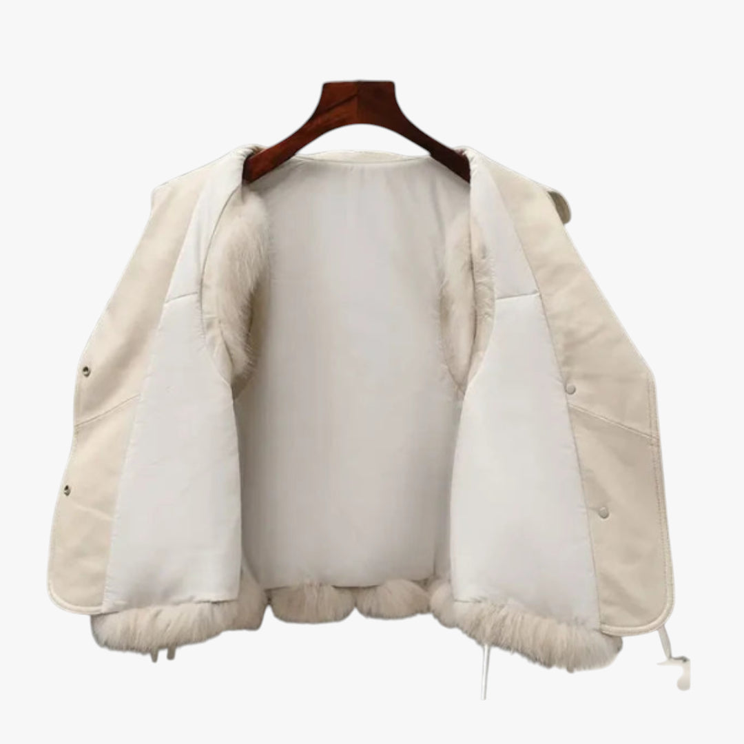Miles & Luna Faux Fur Leather Vest with Adjustable Waist Ties for Women