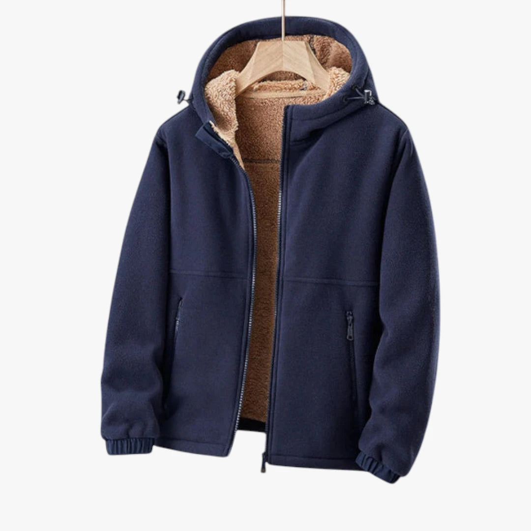Miles & Luna Lined Hooded Fleece Jacket with Zip Closure and Pockets for Men