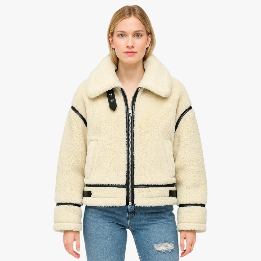 Miles & Luna Wool Jacket fleece zip design for women