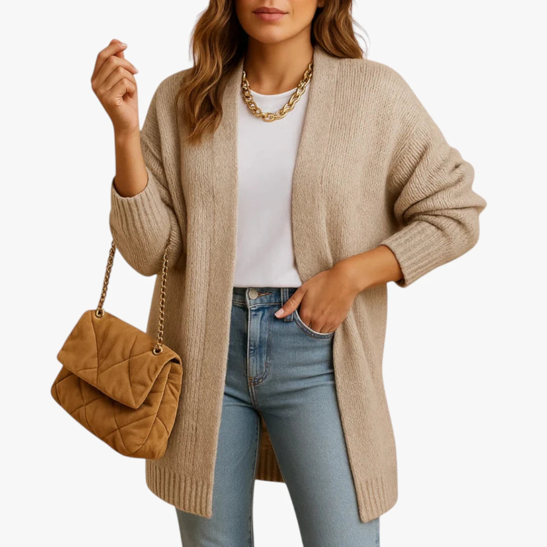 Miles & Luna Knitted Cardigan Classic Model With Open Front And Comfortable Fit For Women