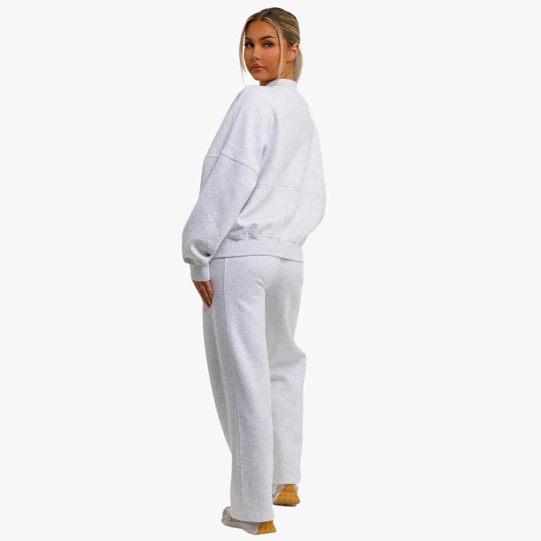 Miles & Luna Bomber Sweatshirt and Joggers Loungewear Co-Ord Set with Zip Detail for Women