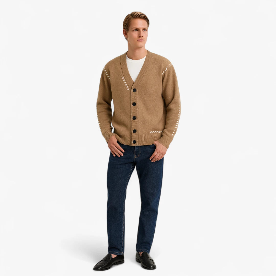 Miles & Luna Knitted Cardigan Sweater Button-Up Soft Wool Blend for Men
