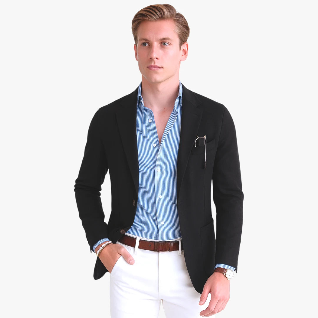Miles & Luna Old Money Blazer with Classic Lapel Collar and Tailored Fit for Men
