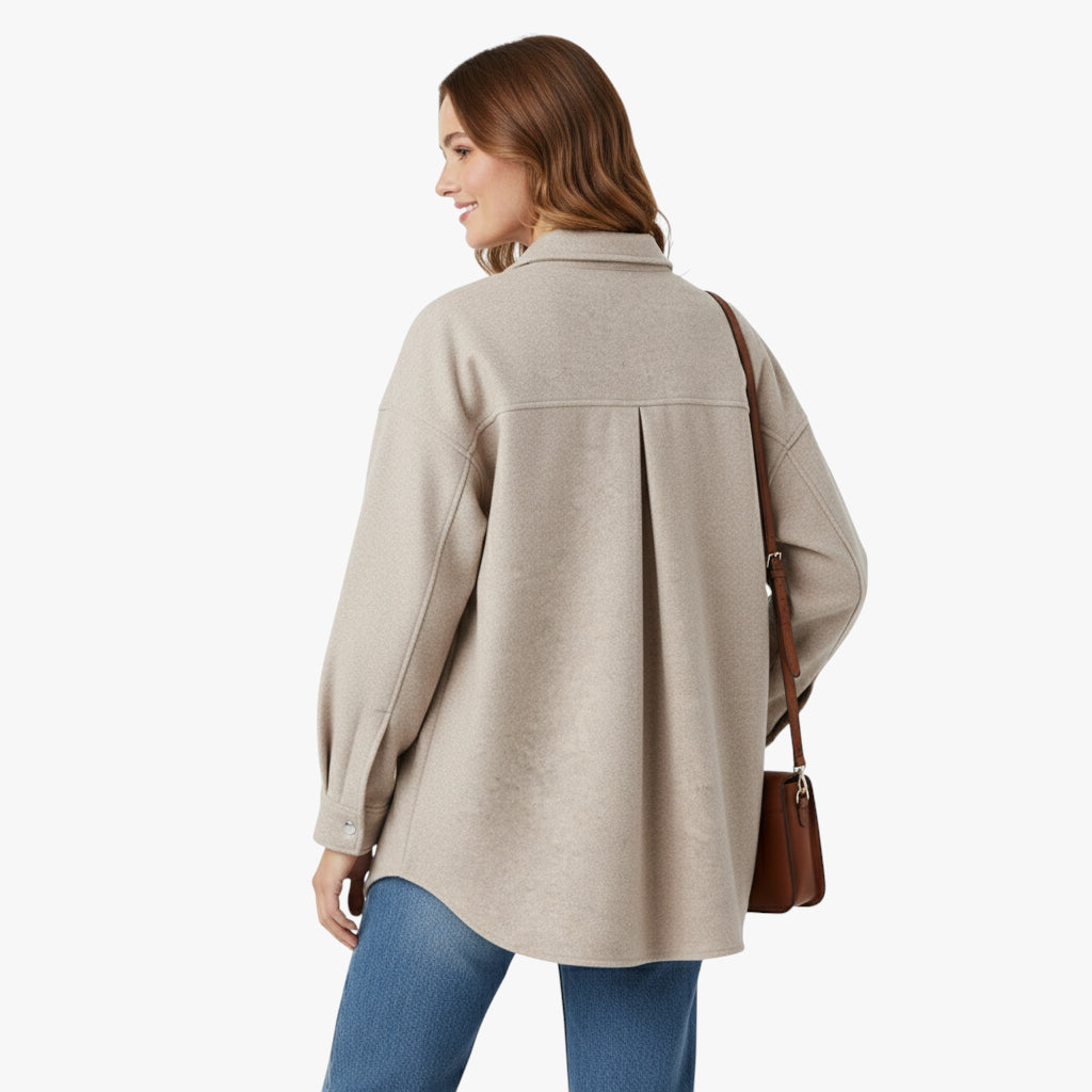 Lily | Oversized Knit Shacket Double Pockets Turn-Down Collar and Relaxed Fit for Women