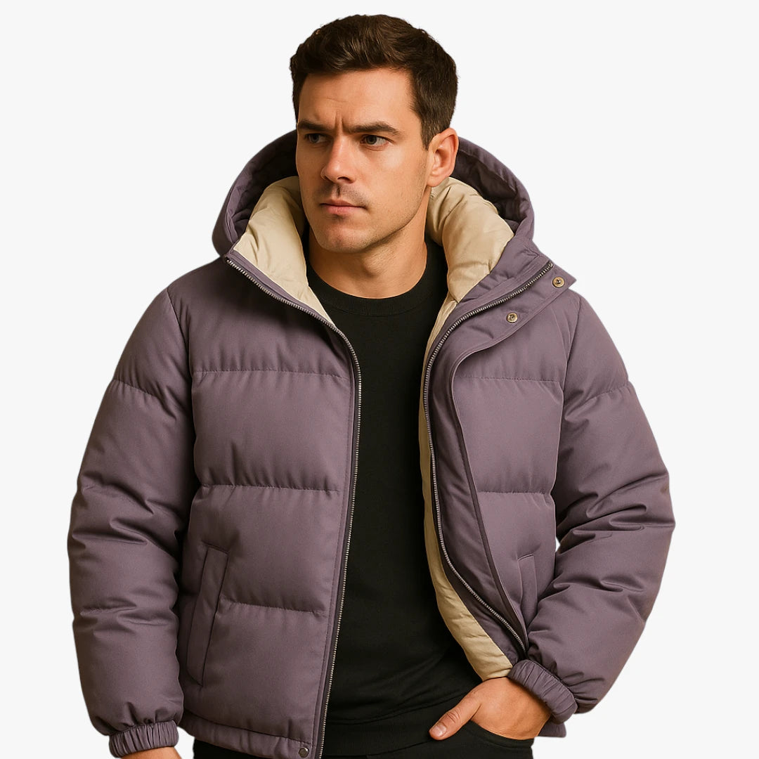 Miles & Luna Quilted Puffer Jacket with Hood for Men