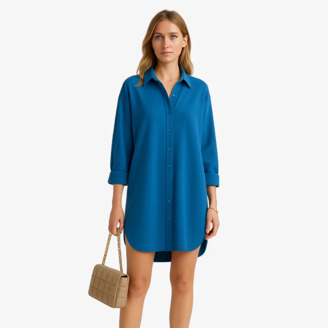 Miles & Luna Shirt Oversized Dress Long Sleeve Button-Down With Relaxed Fit For Women