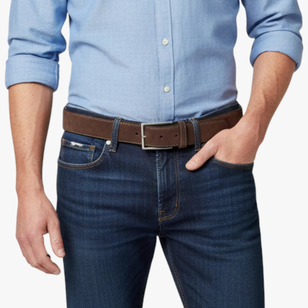 Miles & Luna Suede Leather Belt with Classic Buckle Old Money Style for Men