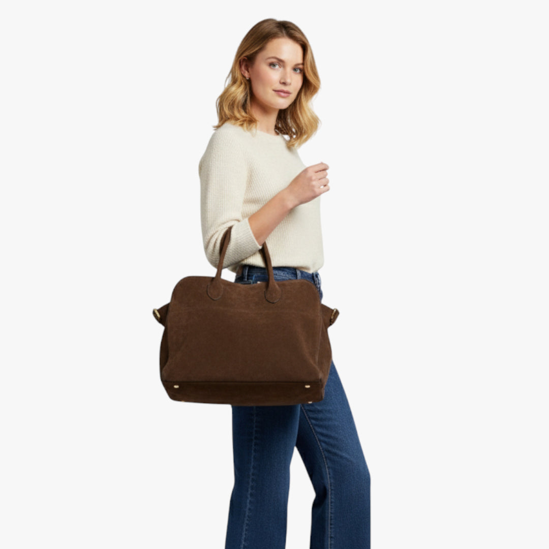 Miles & Luna Tote Bag - Suede leather tote bag with spacious design for women