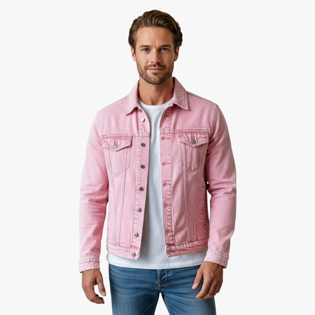 Jace | Vintage Washed Lapel Button Denim Jacket with Pockets for Men