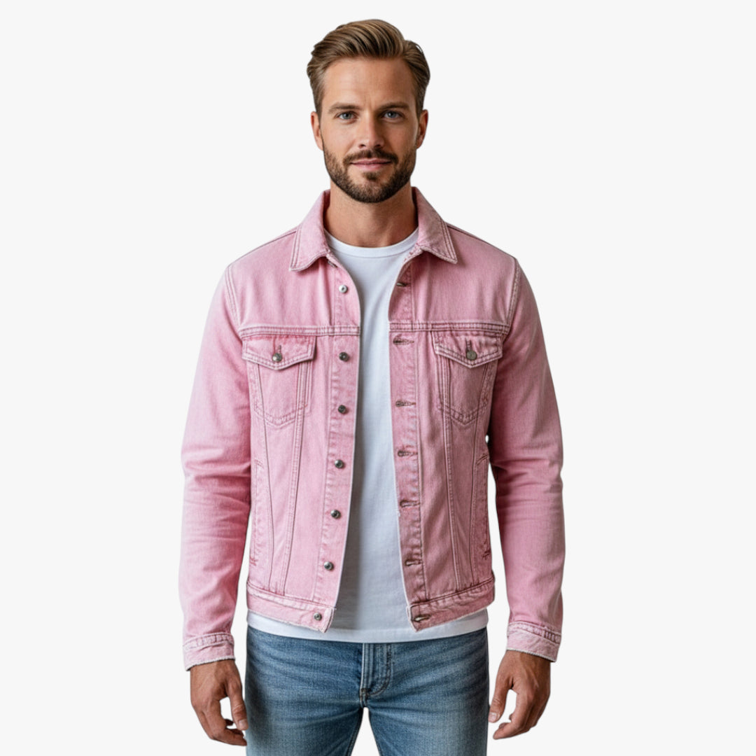 Jace | Vintage Washed Lapel Button Denim Jacket with Pockets for Men