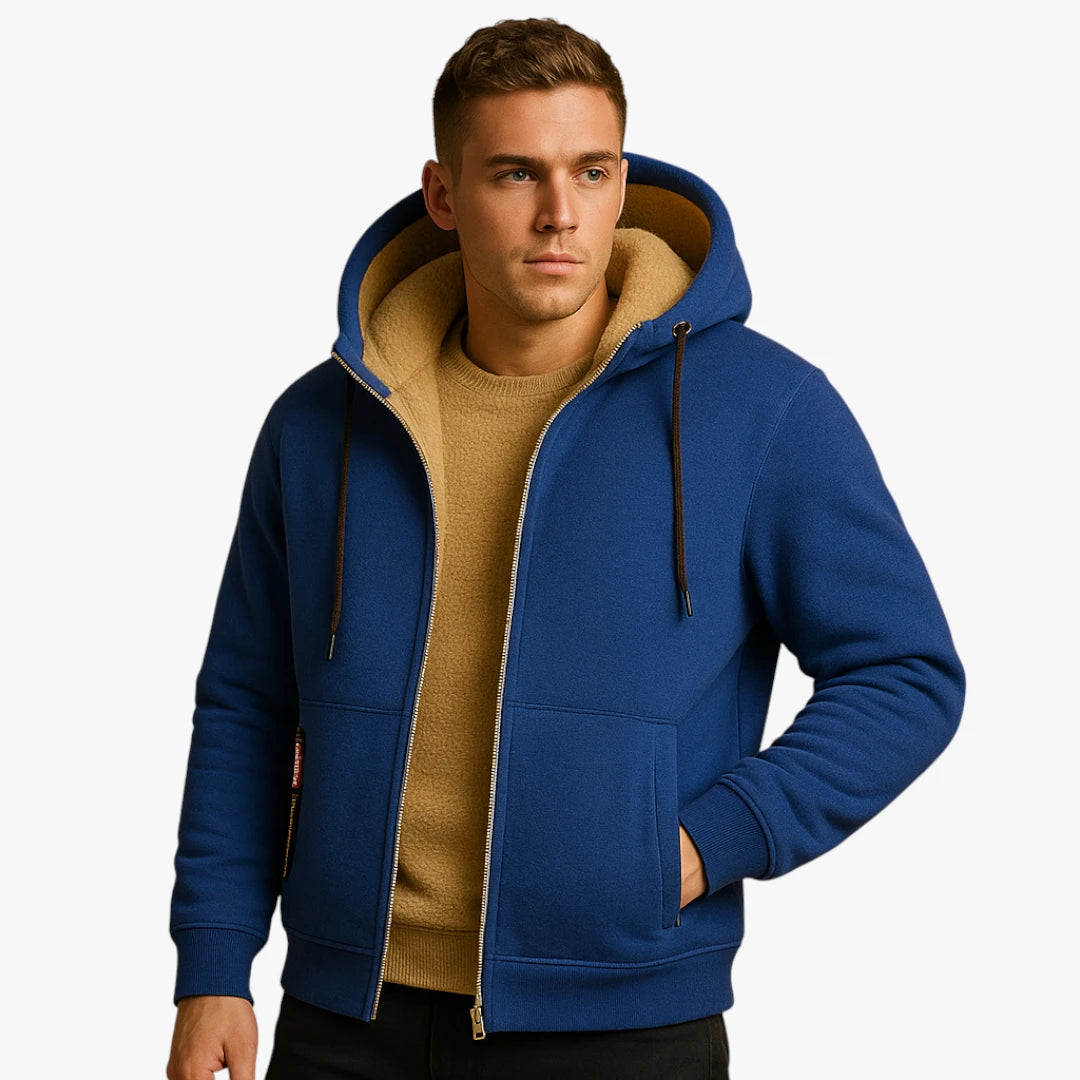 Miles & Luna Warm Zip Up Hoodie with Hood for Men