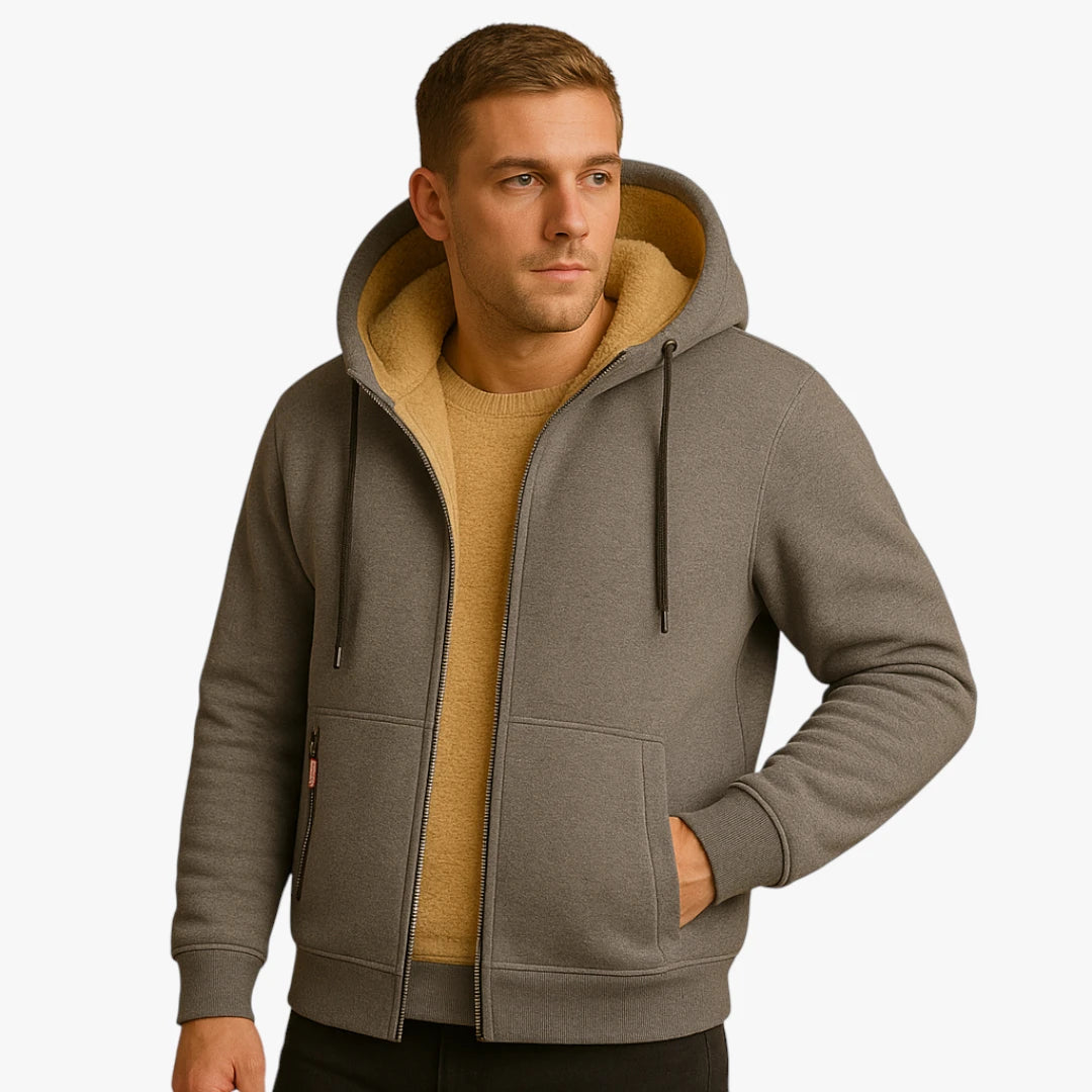Miles & Luna Warm Zip Up Hoodie with Hood for Men