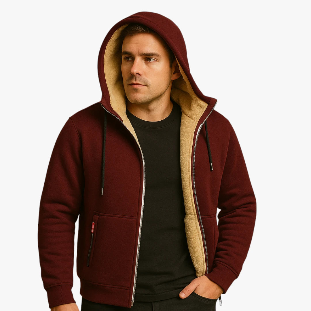 Miles & Luna Warm Zip Up Hoodie with Hood for Men