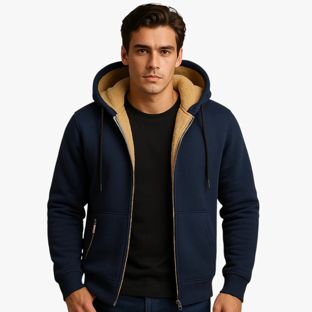 Miles & Luna Warm Zip Up Hoodie with Hood for Men