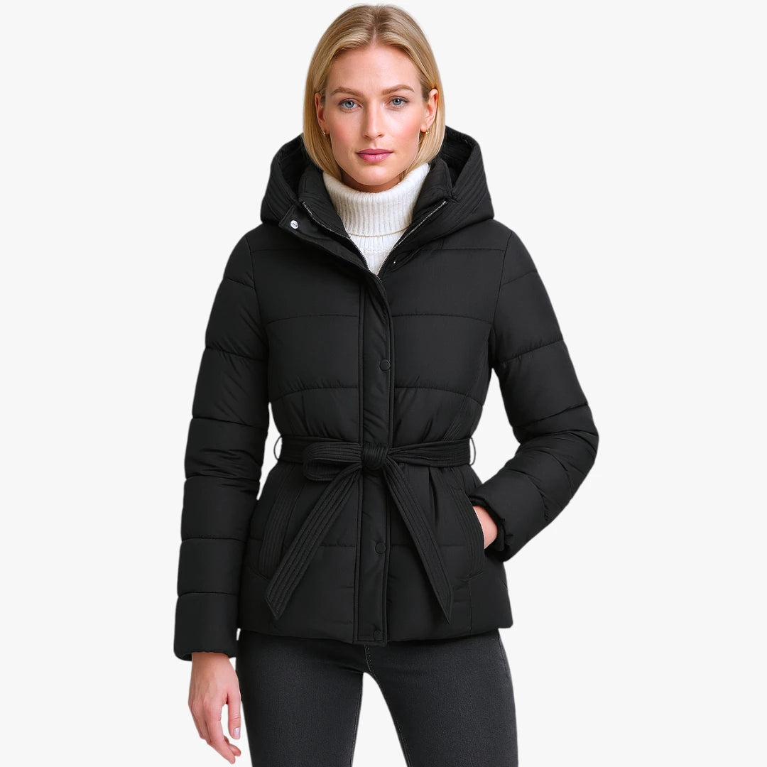 Miles & Luna Winter Parka Belted Coat with Warm Insulation and Chic Style for Women