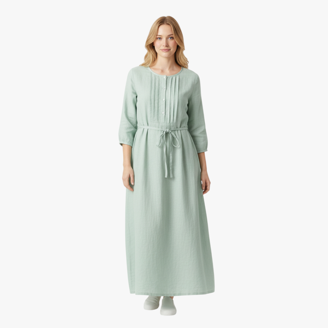 Sara | Dress Midi Linen Lightweight Tie Waist Style for Women