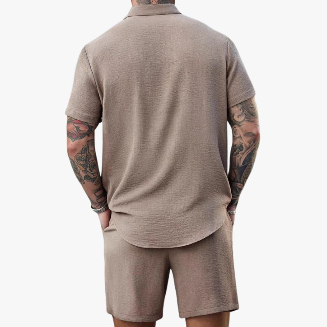 Miles & Luna 2-Piece Set Cotton Relaxed Fit Short Sleeve Casual Wear for Men