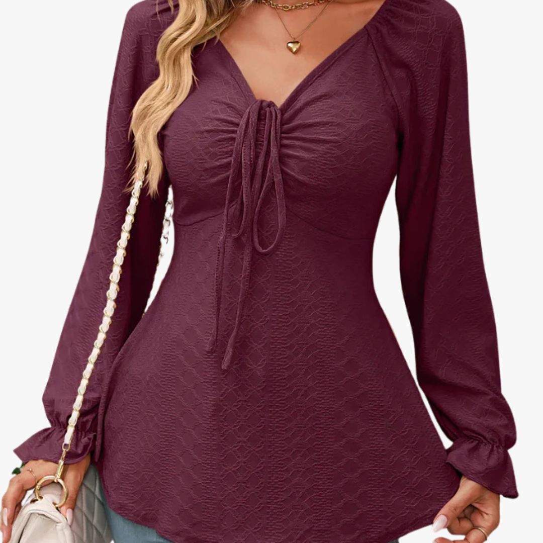 Miles & Luna A-Line Blouse with Drawstring Lightweight Breathable All-Season Cotton Style for Women