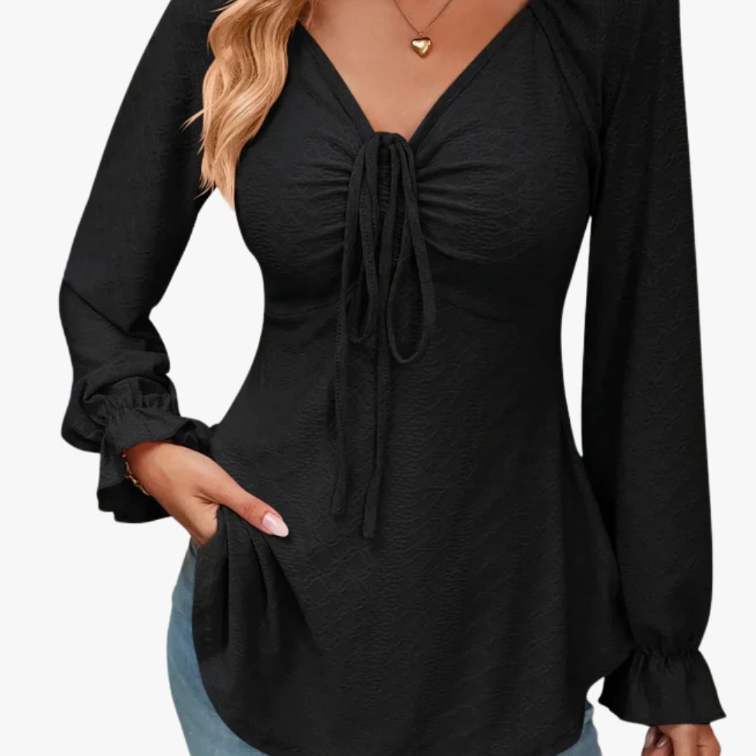 Miles & Luna A-Line Blouse with Drawstring Lightweight Breathable All-Season Cotton Style for Women