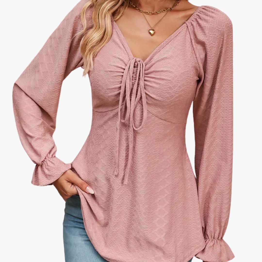 Miles & Luna A-Line Blouse with Drawstring Lightweight Breathable All-Season Cotton Style for Women