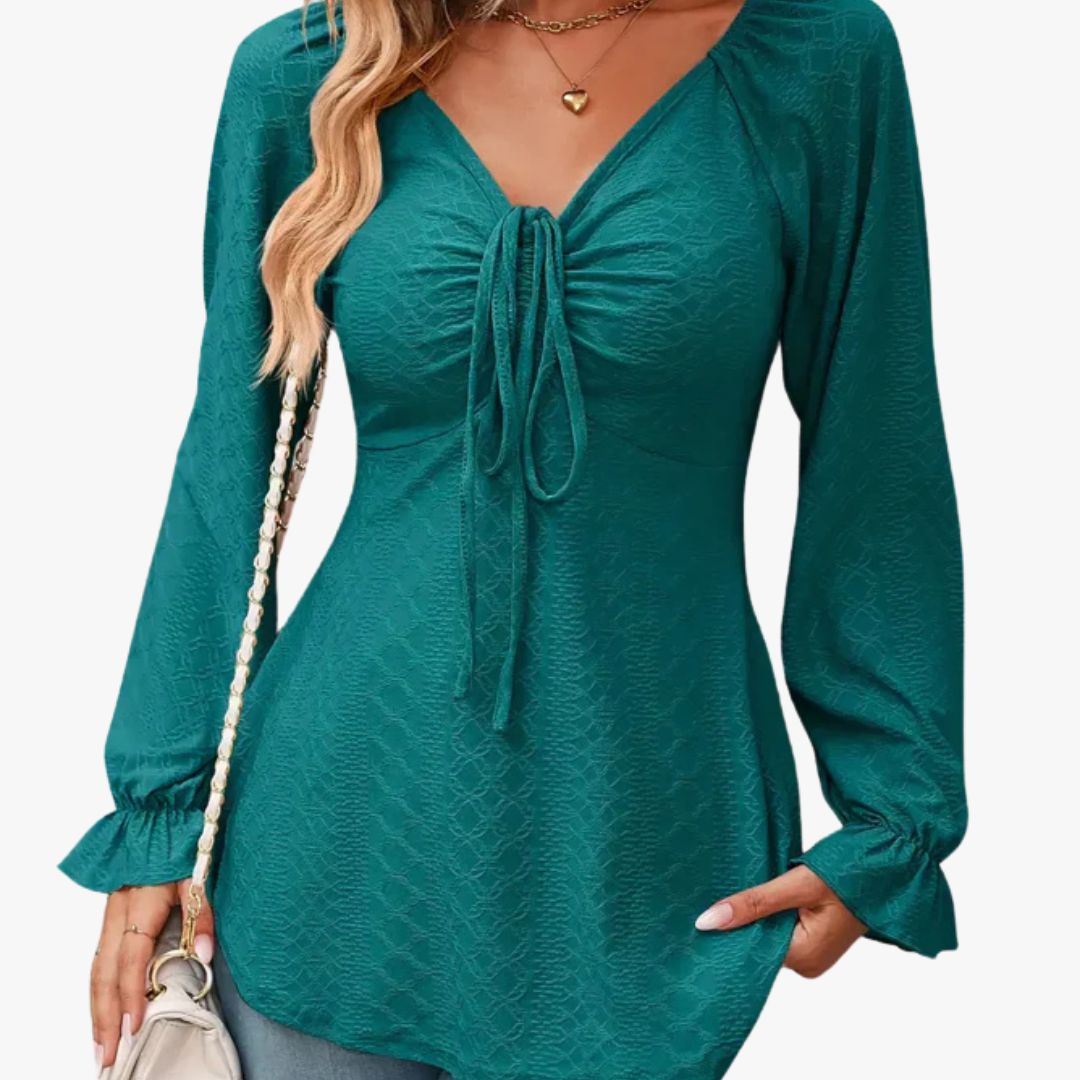 Miles & Luna A-Line Blouse with Drawstring Lightweight Breathable All-Season Cotton Style for Women