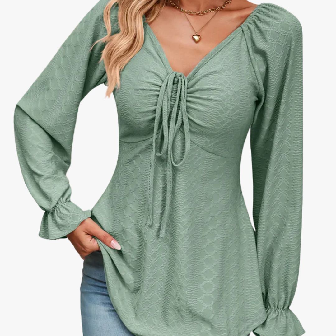 Miles & Luna A-Line Blouse with Drawstring Lightweight Breathable All-Season Cotton Style for Women