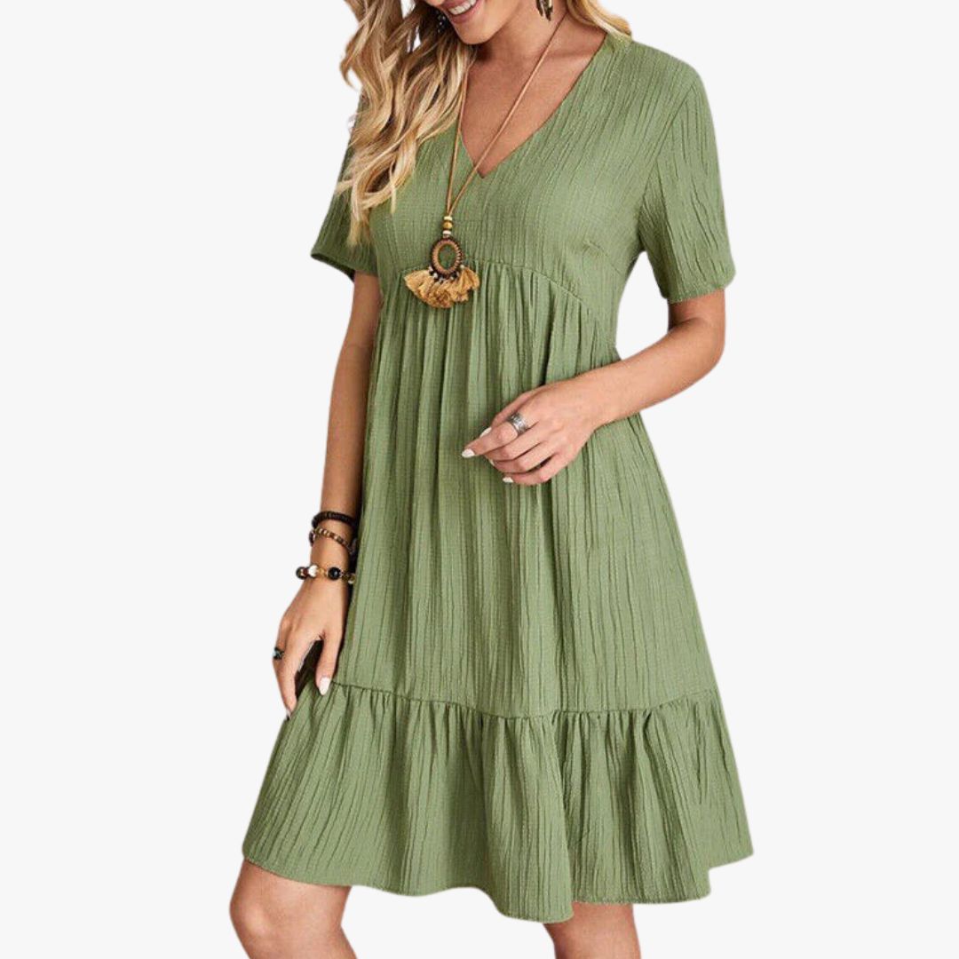 Miles & Luna A-Line Sustainable Cotton Blend Breathable Versatile Style Midi Dress for Women