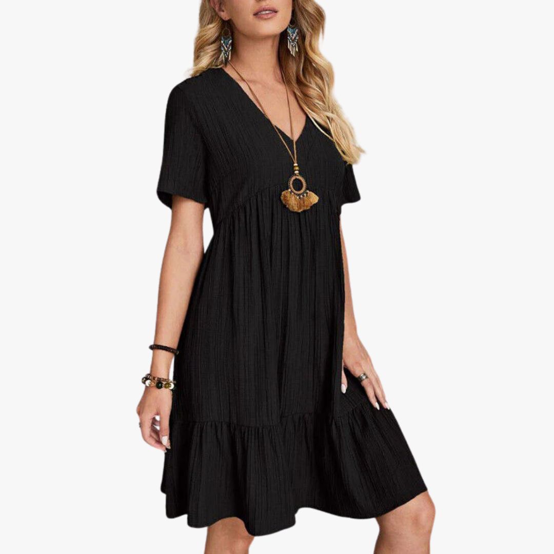 Miles & Luna A-Line Sustainable Cotton Blend Breathable Versatile Style Midi Dress for Women