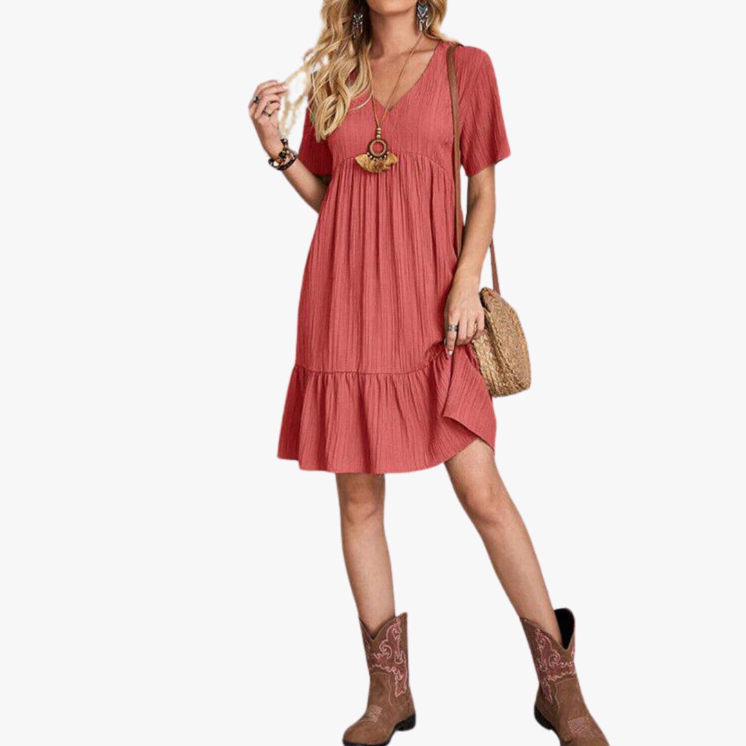Miles & Luna A-Line Sustainable Cotton Blend Breathable Versatile Style Midi Dress for Women