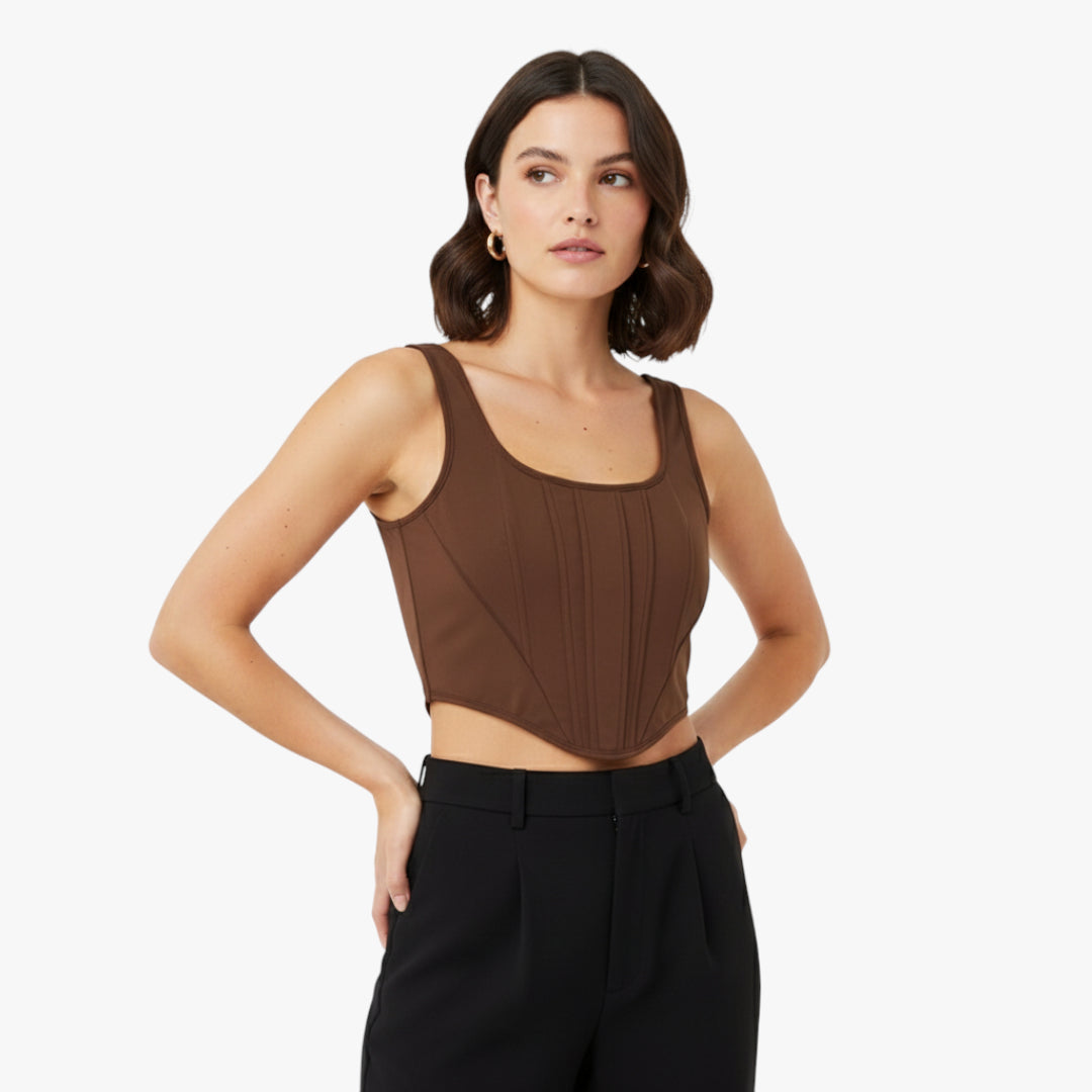 Miles & Luna Avery Corset Crop Top with Boning Support and Adjustable Straps for Women