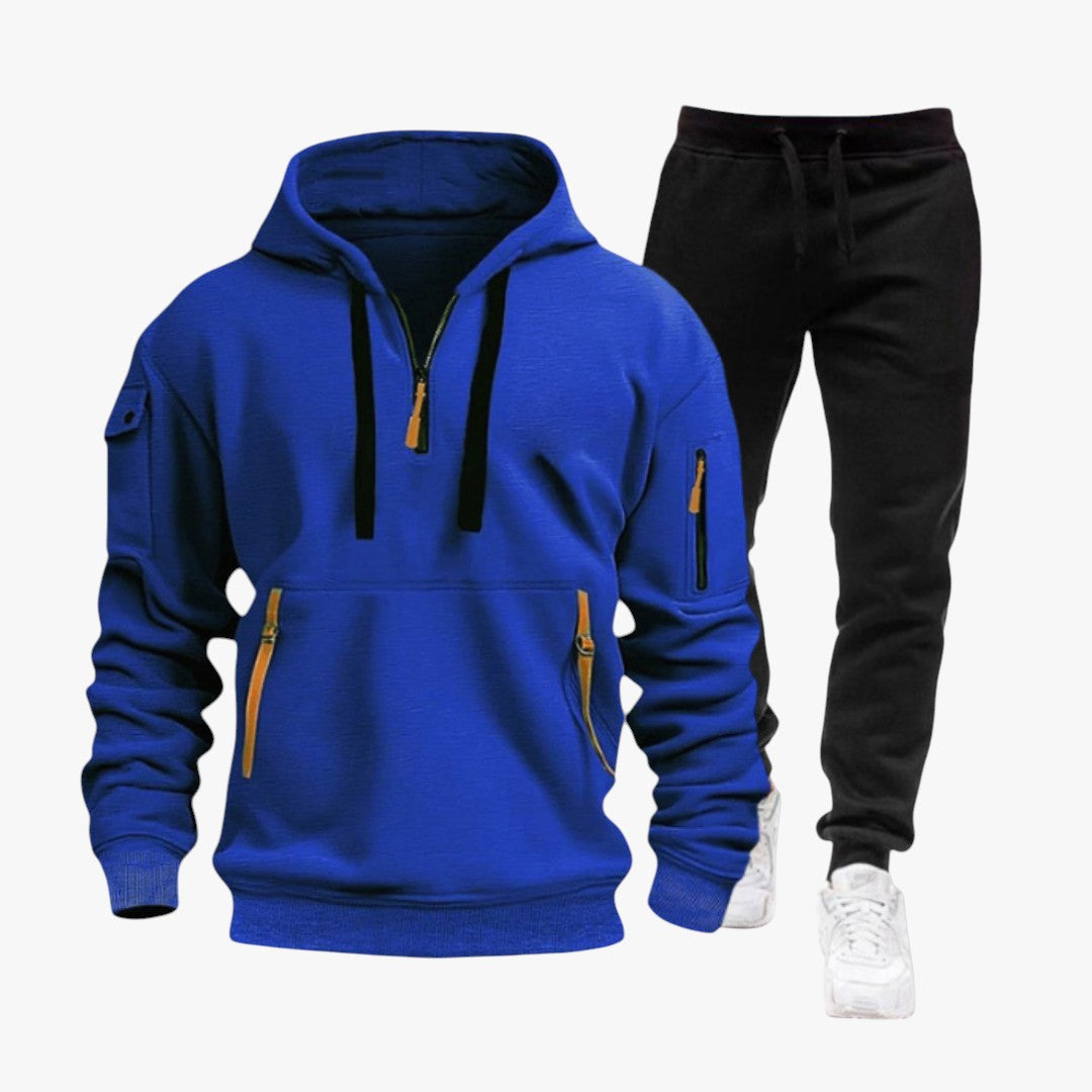 Miles & Luna Black Tech Fleece 2-Piece Tracksuit Hoodie & Joggers for Men